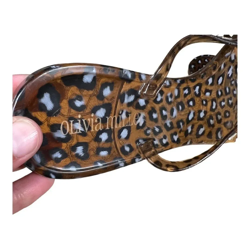 Olivia Miller Womens Montezuma Leopard Jelly Flip-Flops Shoes 10 Medium (B,M)